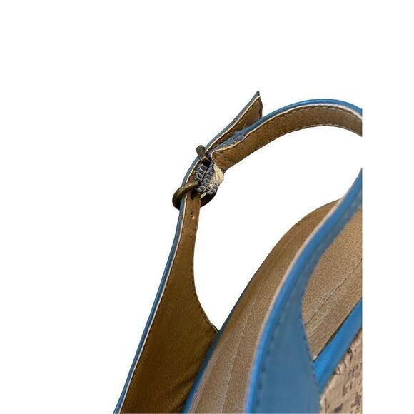 Blue Apt 9 Open Toe Wedges High Heels Beach Coastal Vacation Party - Picture 6 of 11